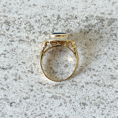 Bague Marguerite Vintage - Or Jaune 750 Saphir & Diamants