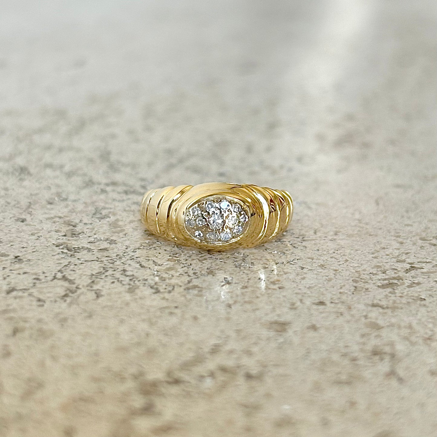 Bague Jonc Vintage - Or Jaune 750 & Diamants