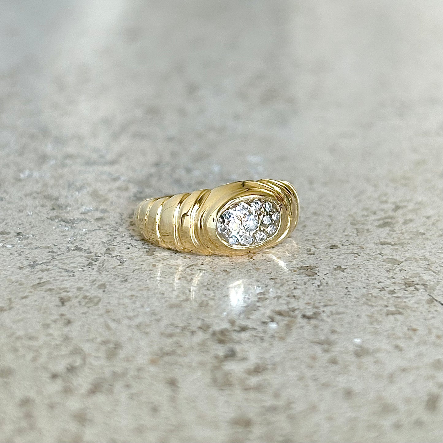 Bague Jonc Vintage - Or Jaune 750 & Diamants