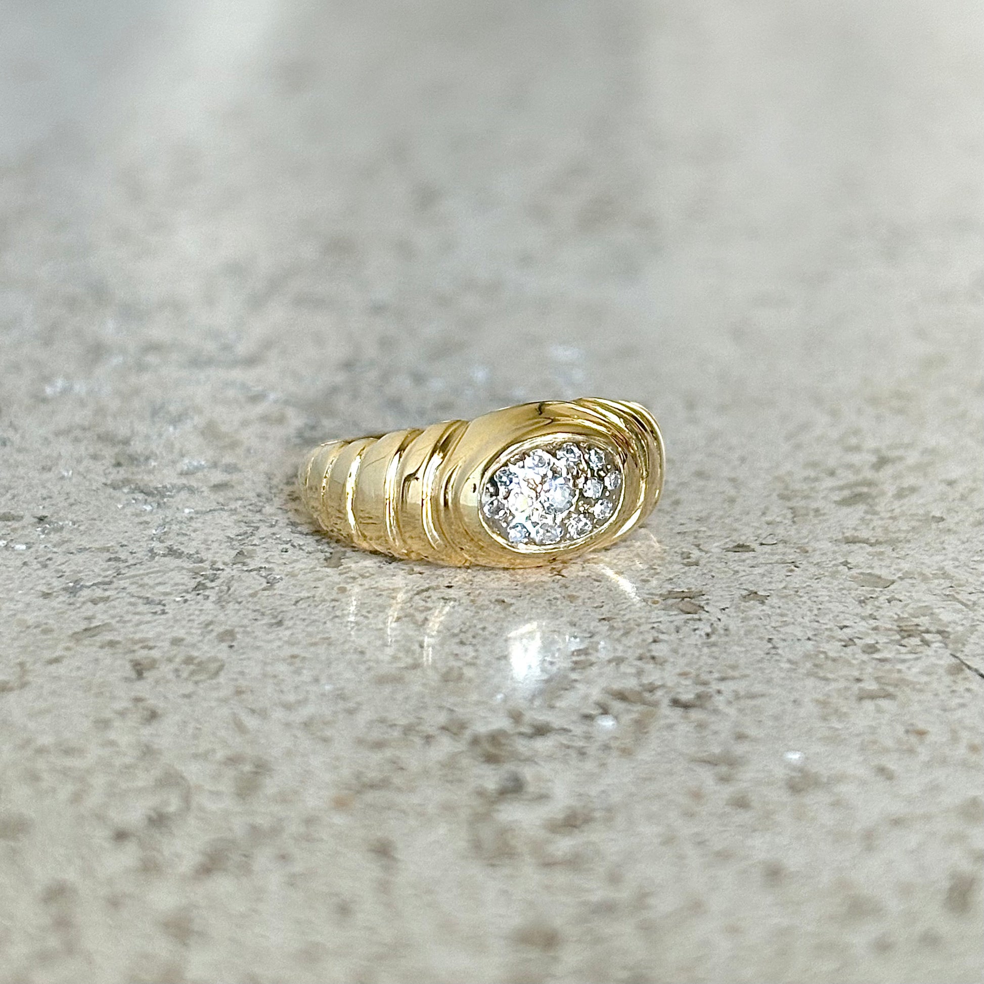 Bague Jonc Vintage - Or Jaune 750 & Diamants