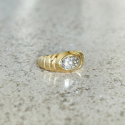 Bague Jonc Vintage - Or Jaune 750 & Diamants