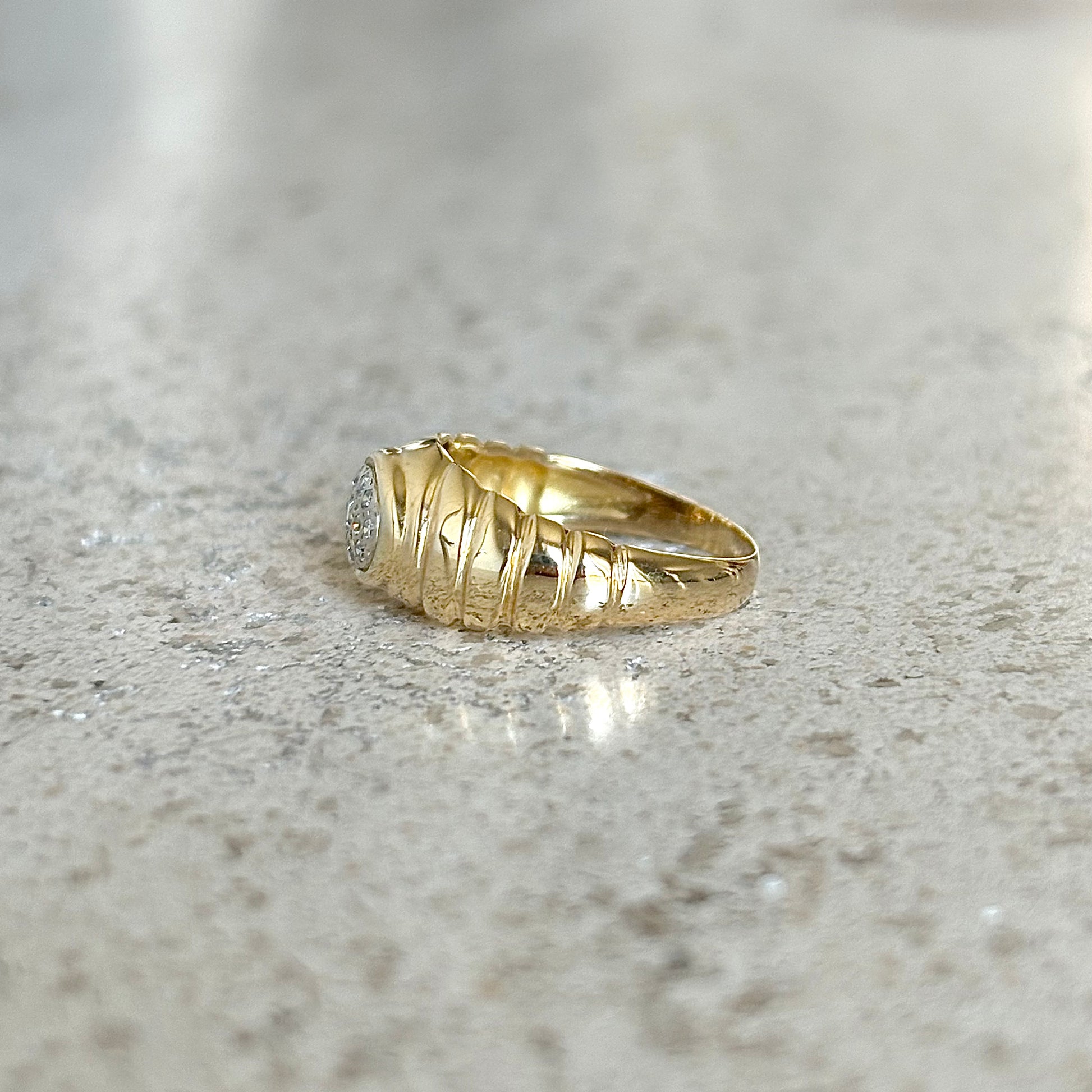 Bague Jonc Vintage - Or Jaune 750 & Diamants