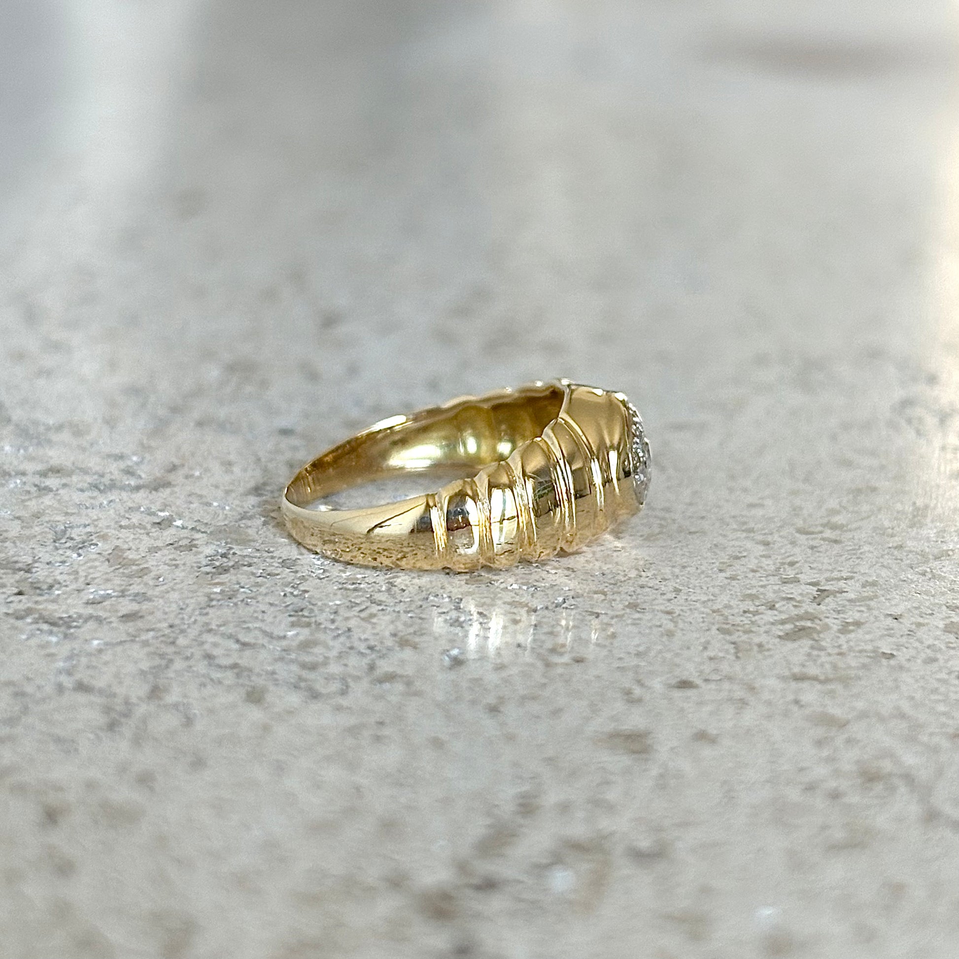 Bague Jonc Vintage - Or Jaune 750 & Diamants