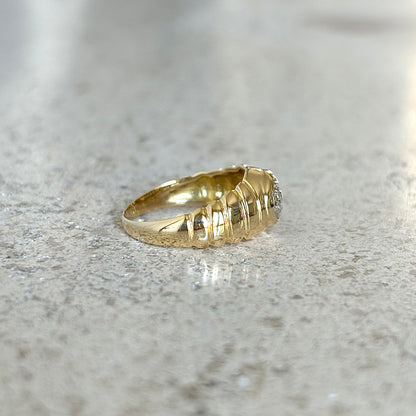 Bague Jonc Vintage - Or Jaune 750 & Diamants