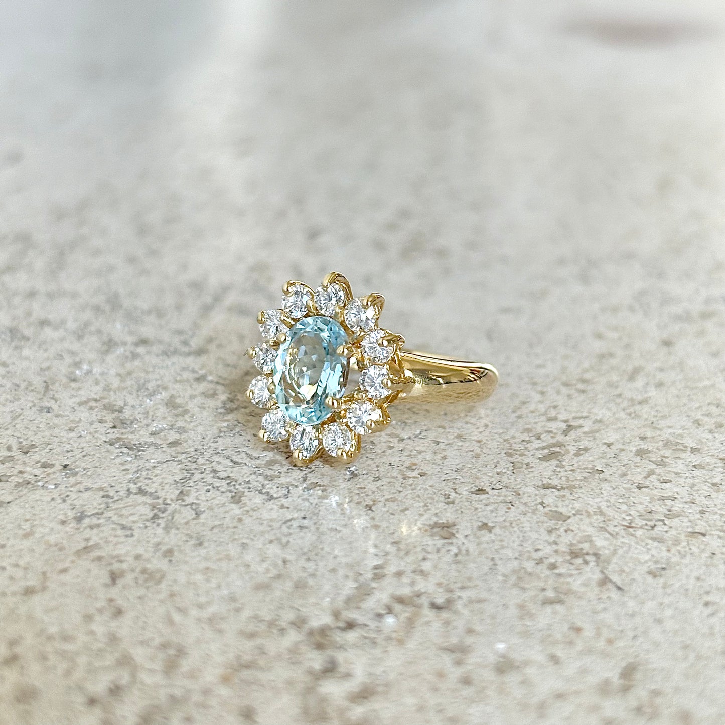Bague Marguerite - Or Jaune 750 Aigue-Marine & Diamants
