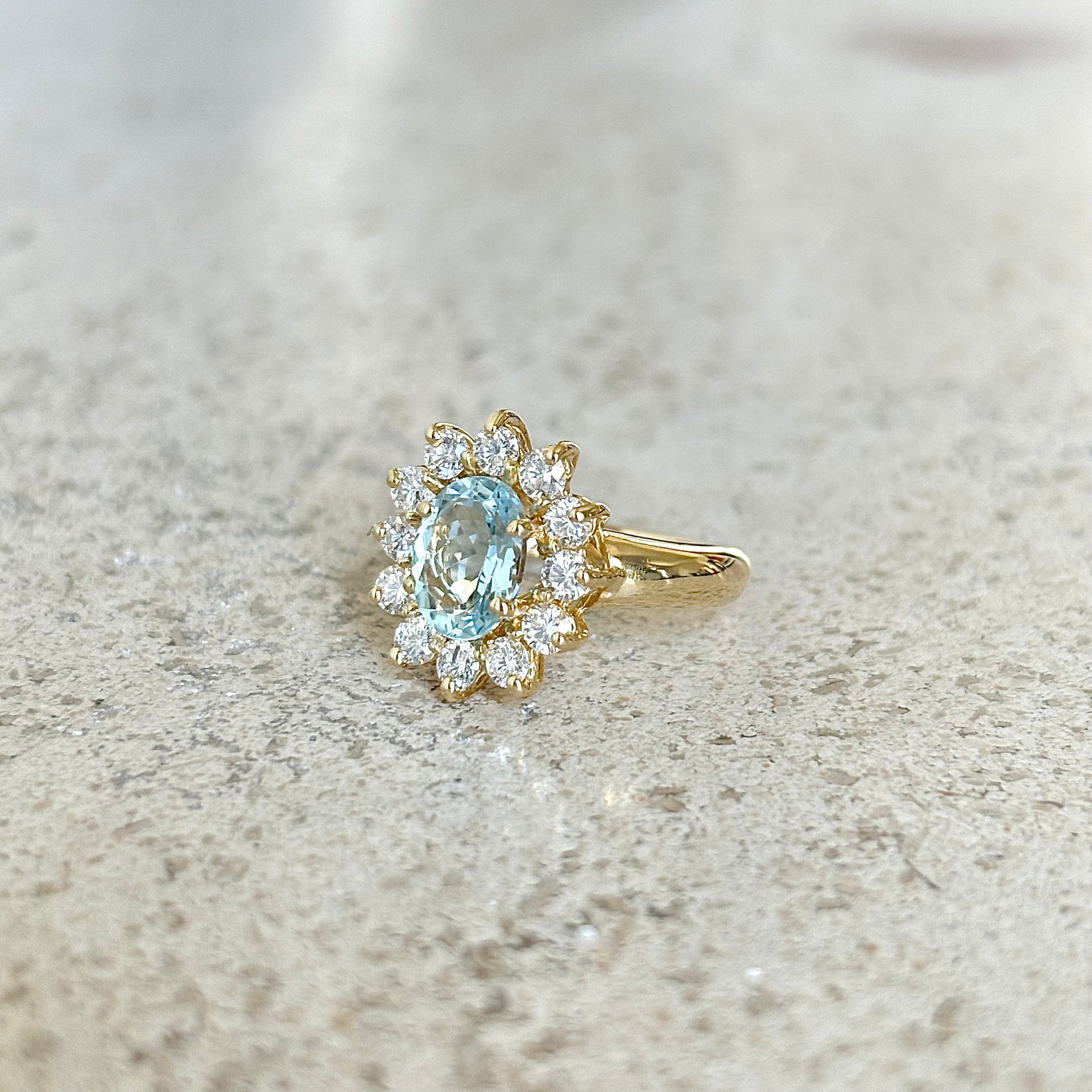 Bague Marguerite - Or Jaune 750 Aigue-Marine & Diamants