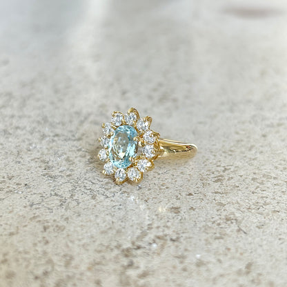 Bague Marguerite - Or Jaune 750 Aigue-Marine & Diamants