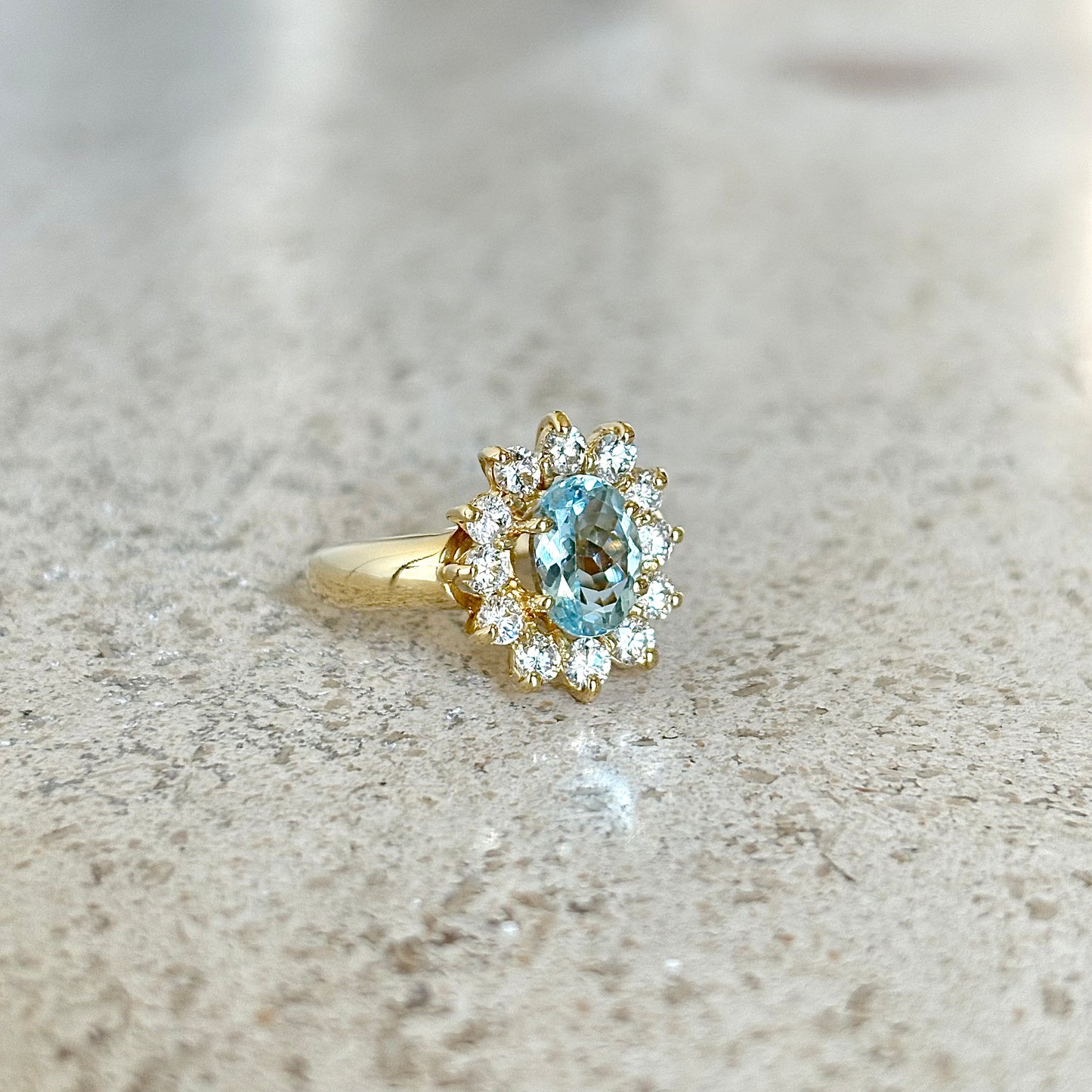 Bague Marguerite - Or Jaune 750 Aigue-Marine & Diamants