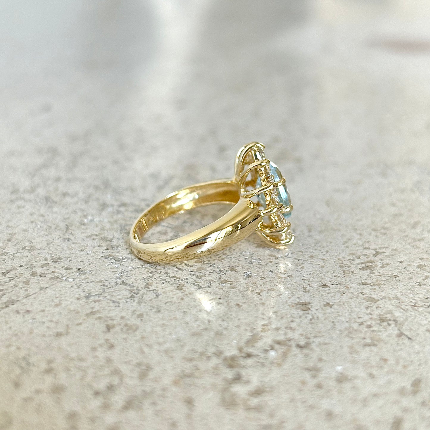 Bague Marguerite - Or Jaune 750 Aigue-Marine & Diamants