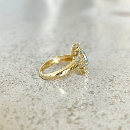 Bague Marguerite - Or Jaune 750 Aigue-Marine & Diamants
