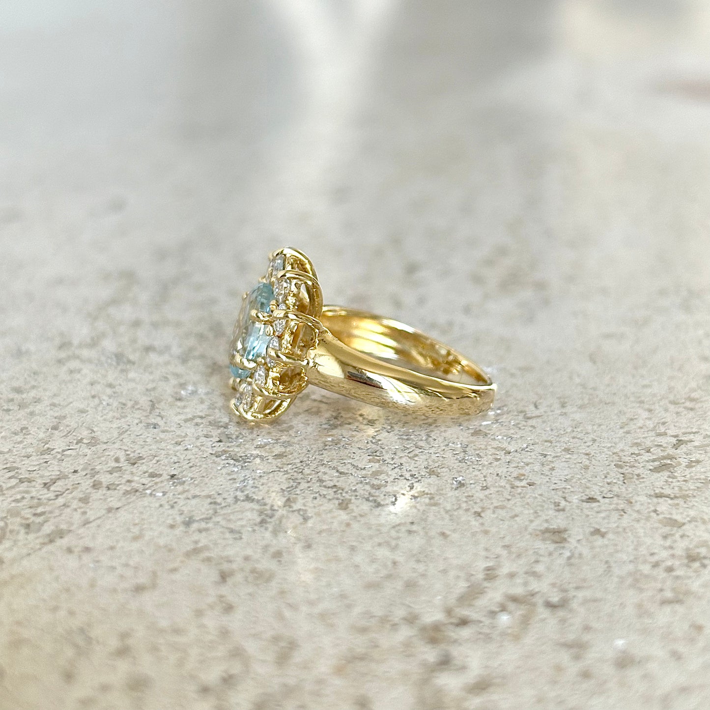 Bague Marguerite - Or Jaune 750 Aigue-Marine & Diamants