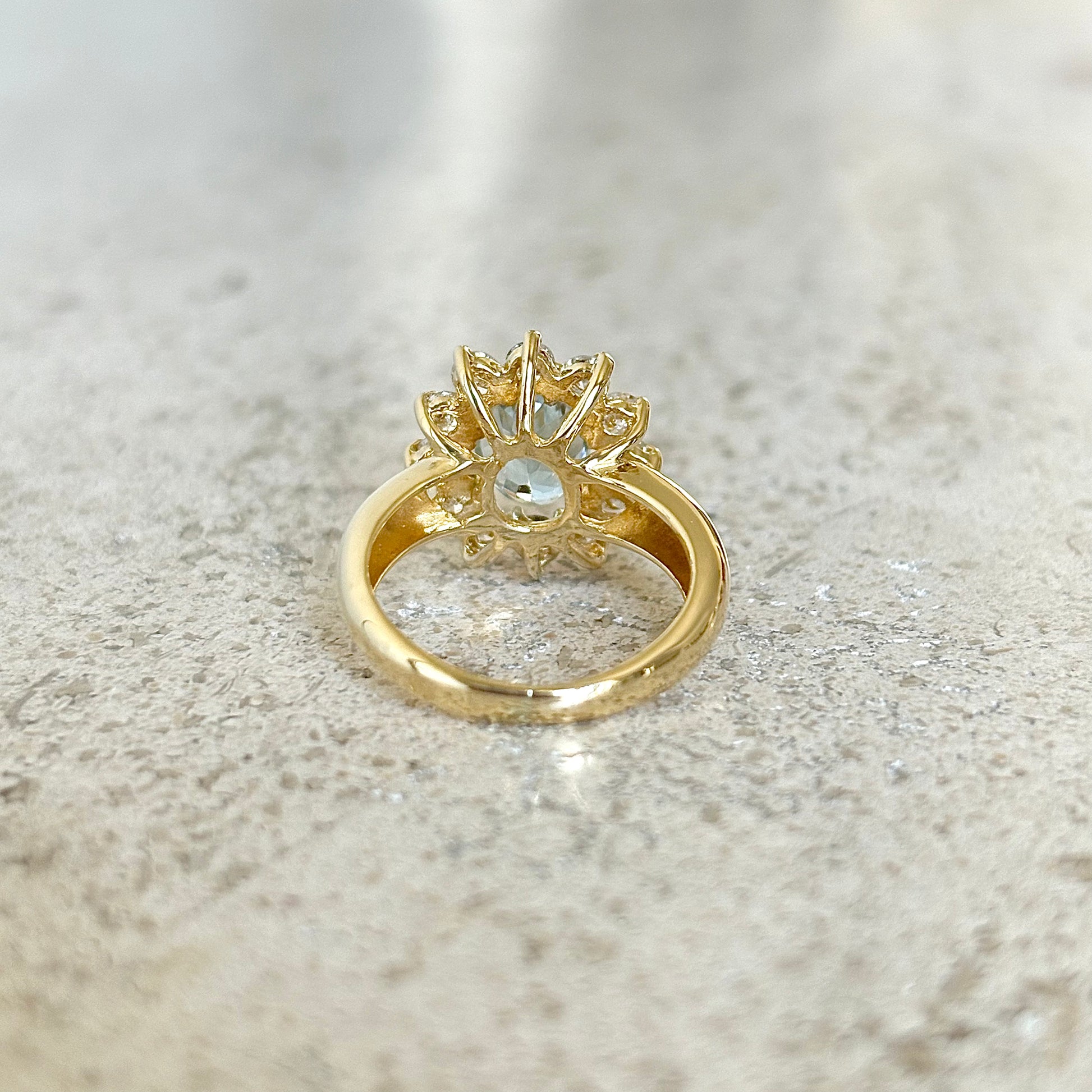 Bague Marguerite - Or Jaune 750 Aigue-Marine & Diamants