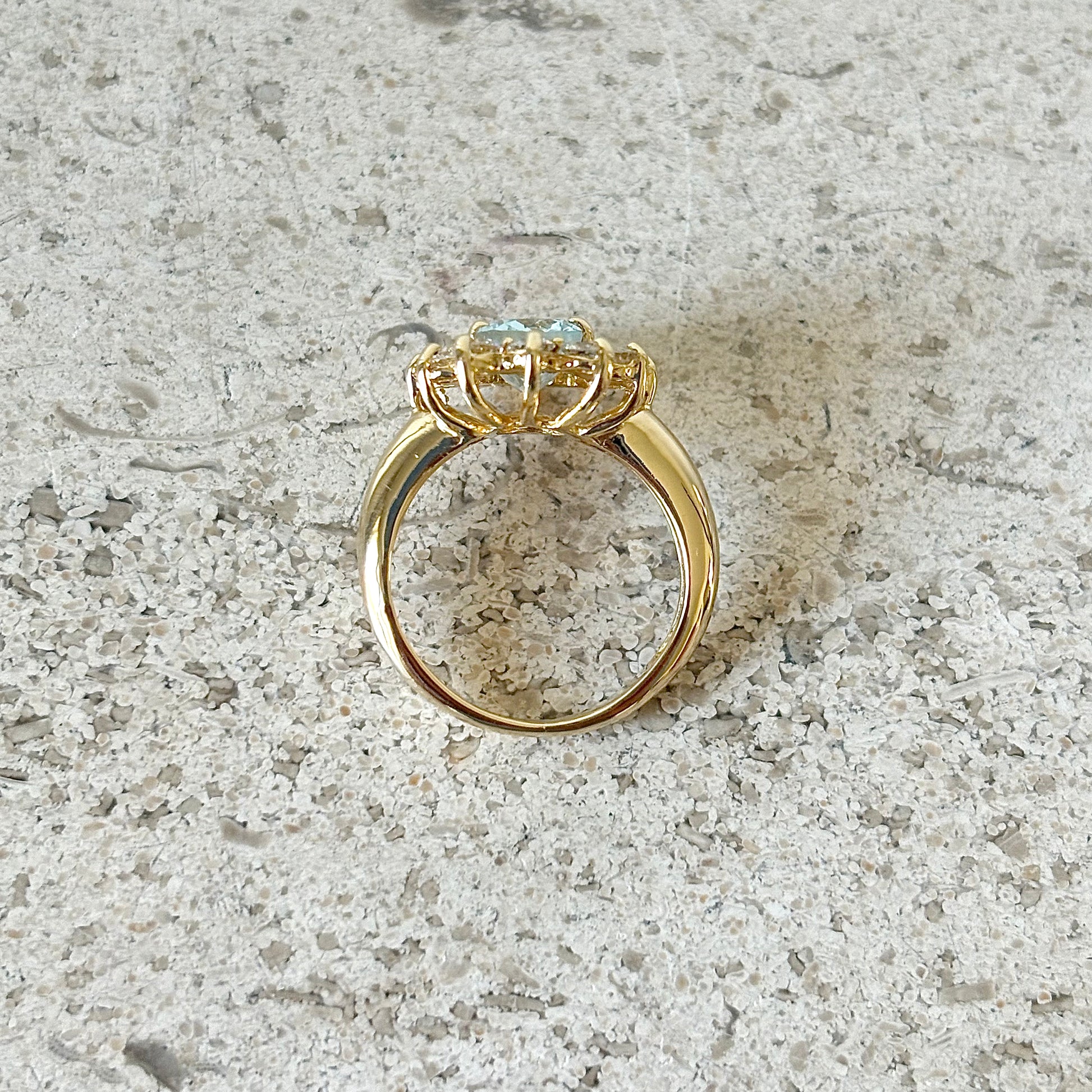 Bague Marguerite - Or Jaune 750 Aigue-Marine & Diamants