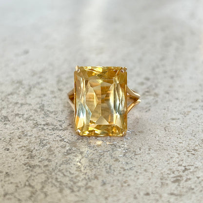 Bague Cocktail Vintage - Or Jaune 750 & Citrine