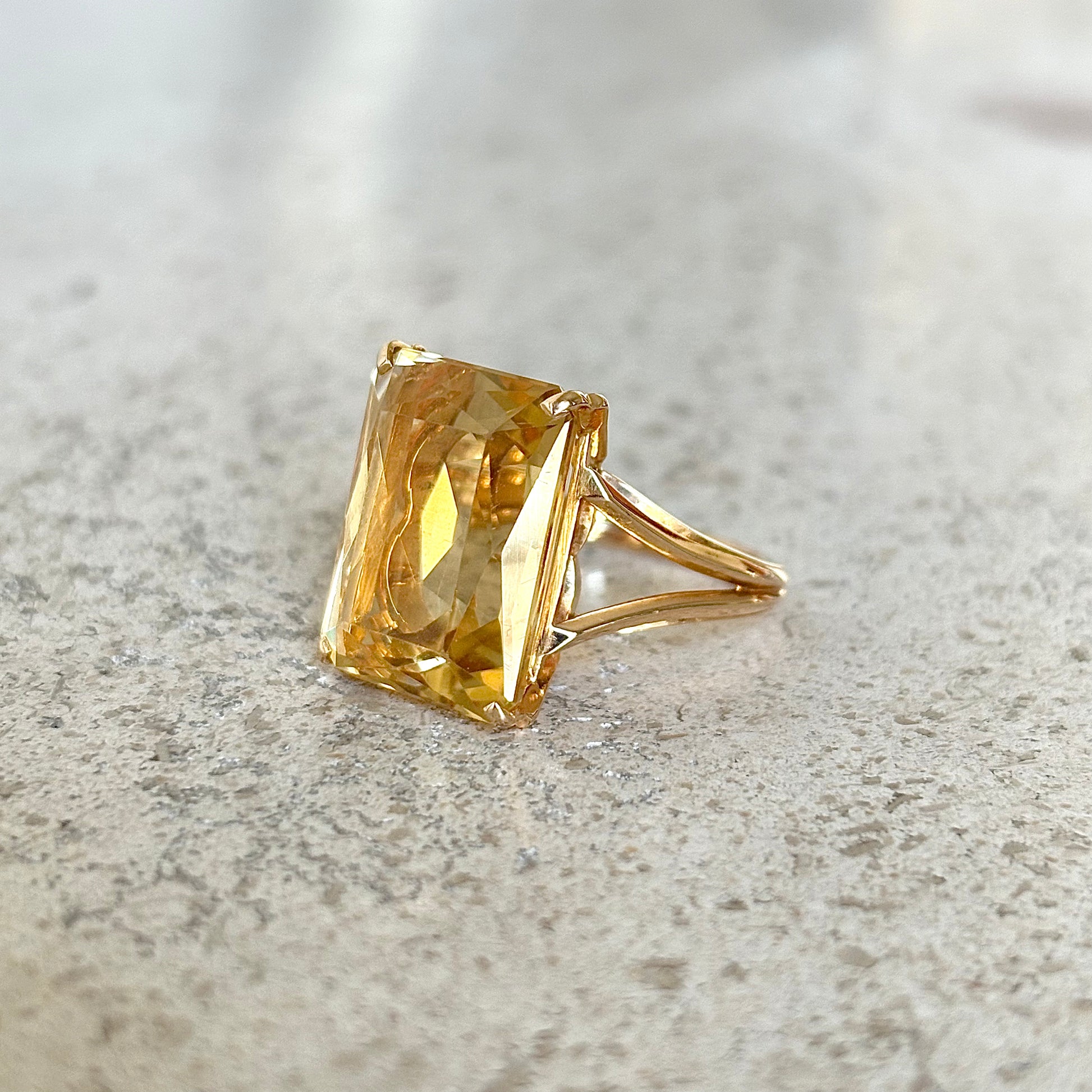 Bague Cocktail Vintage - Or Jaune 750 & Citrine