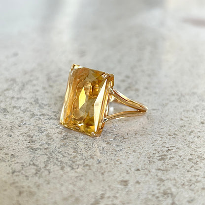 Bague Cocktail Vintage - Or Jaune 750 & Citrine