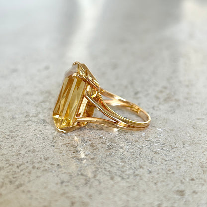 Bague Cocktail Vintage - Or Jaune 750 & Citrine