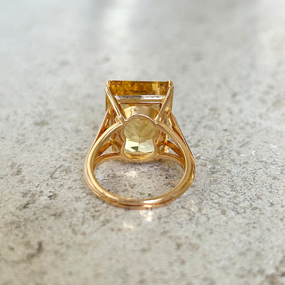 Bague Cocktail Vintage - Or Jaune 750 & Citrine