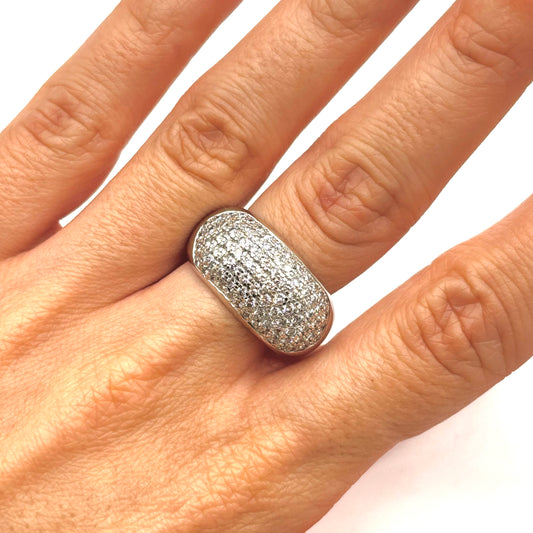 Bague Jonc Vintage - Or Blanc 750 & Diamants