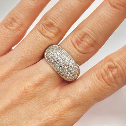 Bague Jonc Vintage - Or Blanc 750 & Diamants