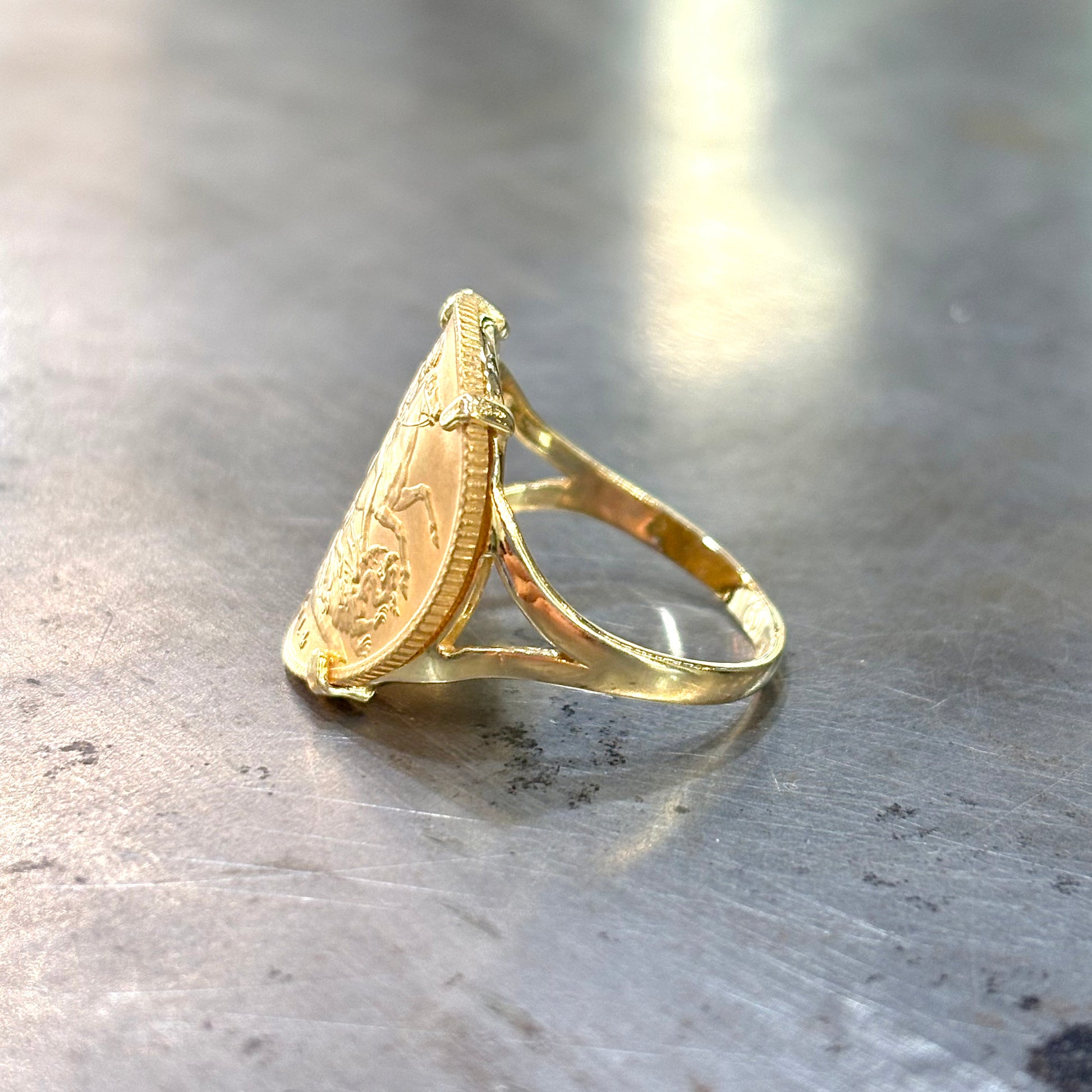 Bague Pièce - Or Jaune 750 & Pièce Or Demi Souverain