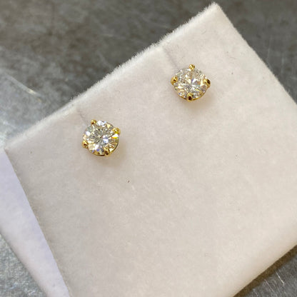 Boucles D'oreilles Puces Solitaire - Or Jaune 750 & Diamants Création Fremont