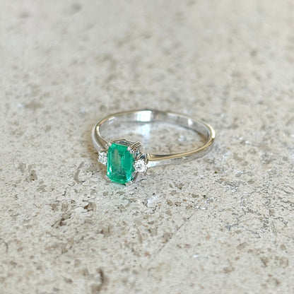 Bague Trilogie - Or Blanc 750 Émeraude & Diamants