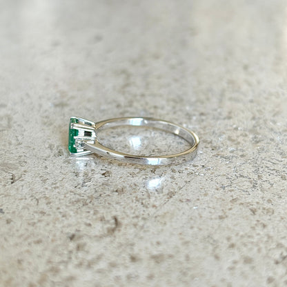 Bague Trilogie - Or Blanc 750 Émeraude & Diamants