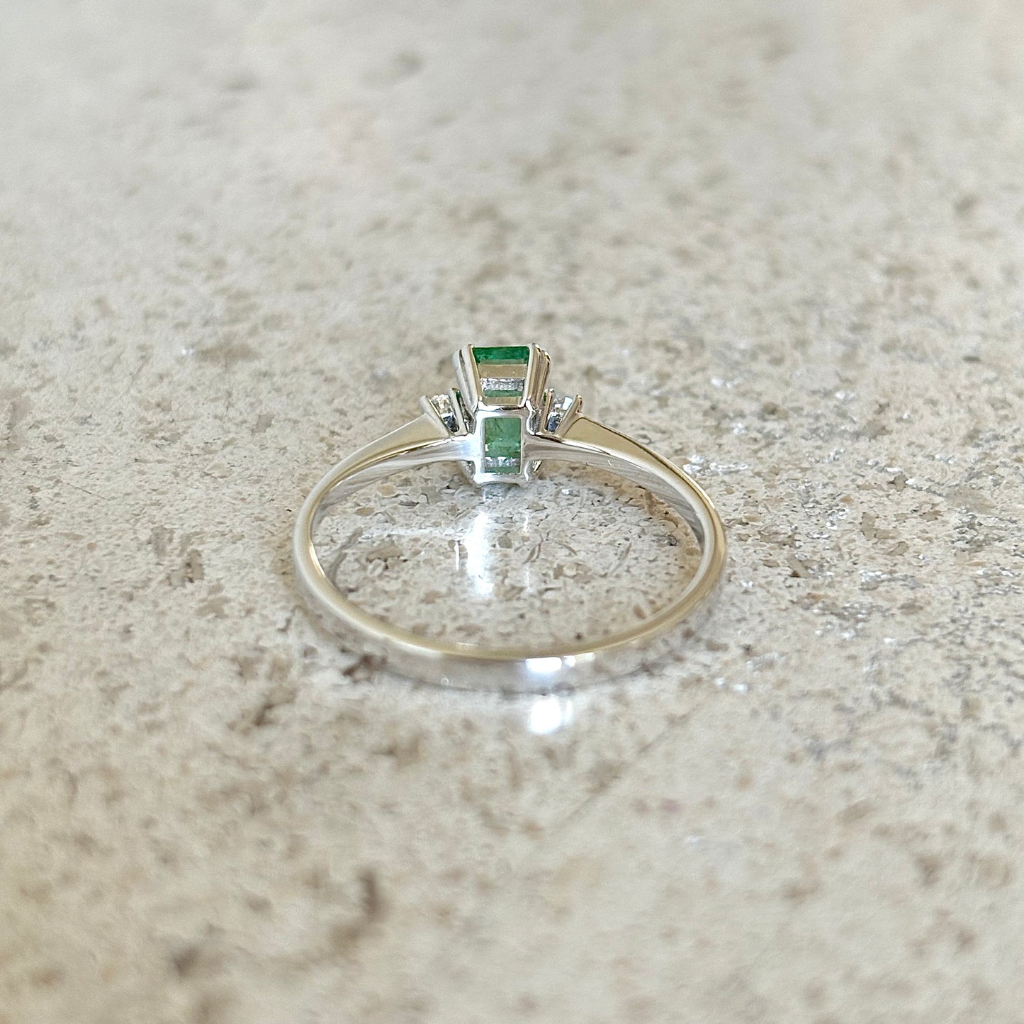 Bague Trilogie - Or Blanc 750 Émeraude & Diamants