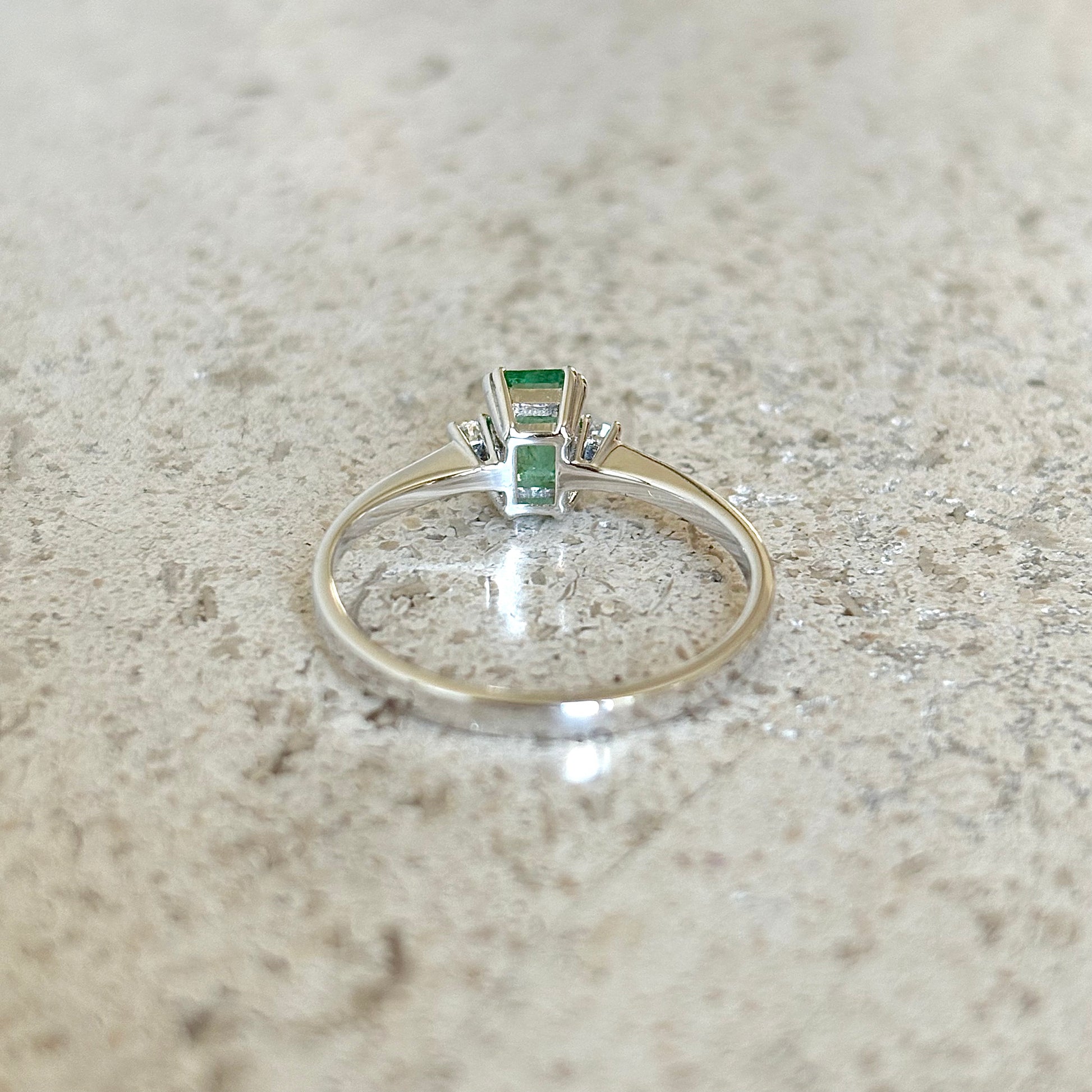 Bague Trilogie - Or Blanc 750 Émeraude & Diamants
