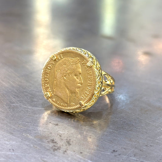 Bague Pièce - Or Jaune 750 & Pièce 10 Francs Napoléon