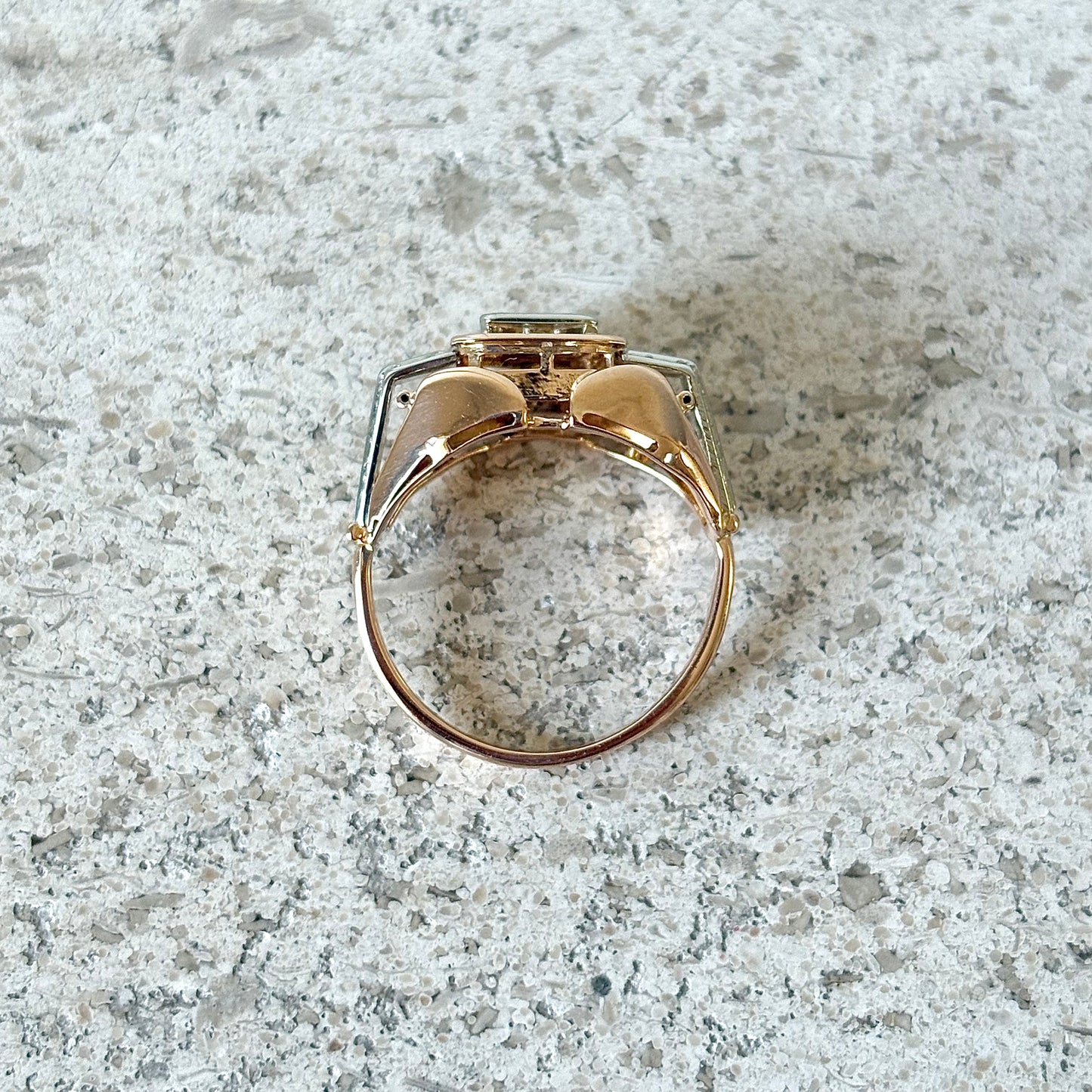 Bague Tank Vintage - Or Jaune 750 & Émeraude
