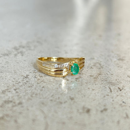 Bague Solitaire - Or Jaune 750 & Émeraude
