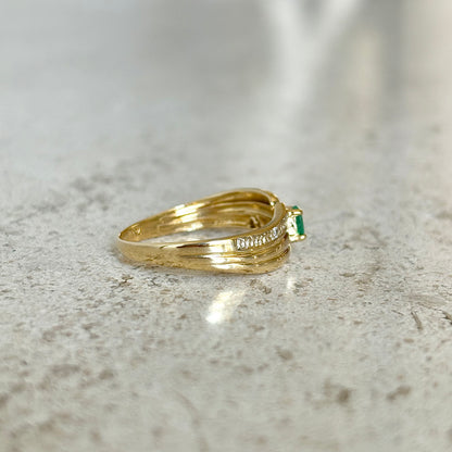 Bague Solitaire - Or Jaune 750 & Émeraude