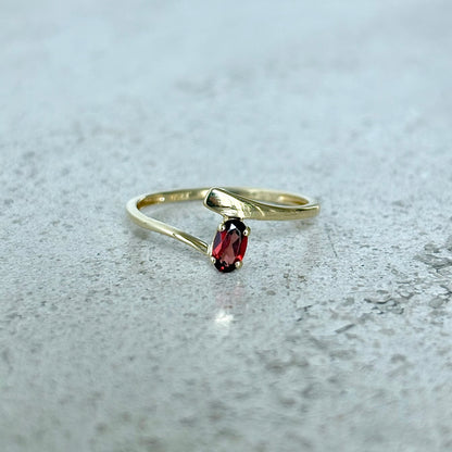 Bague Solitaire - Or Jaune 750 & Grenat