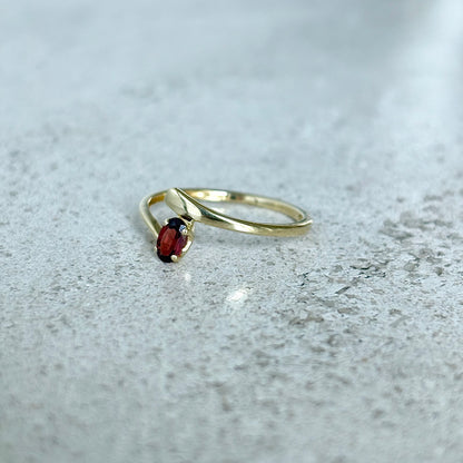 Bague Solitaire - Or Jaune 750 & Grenat