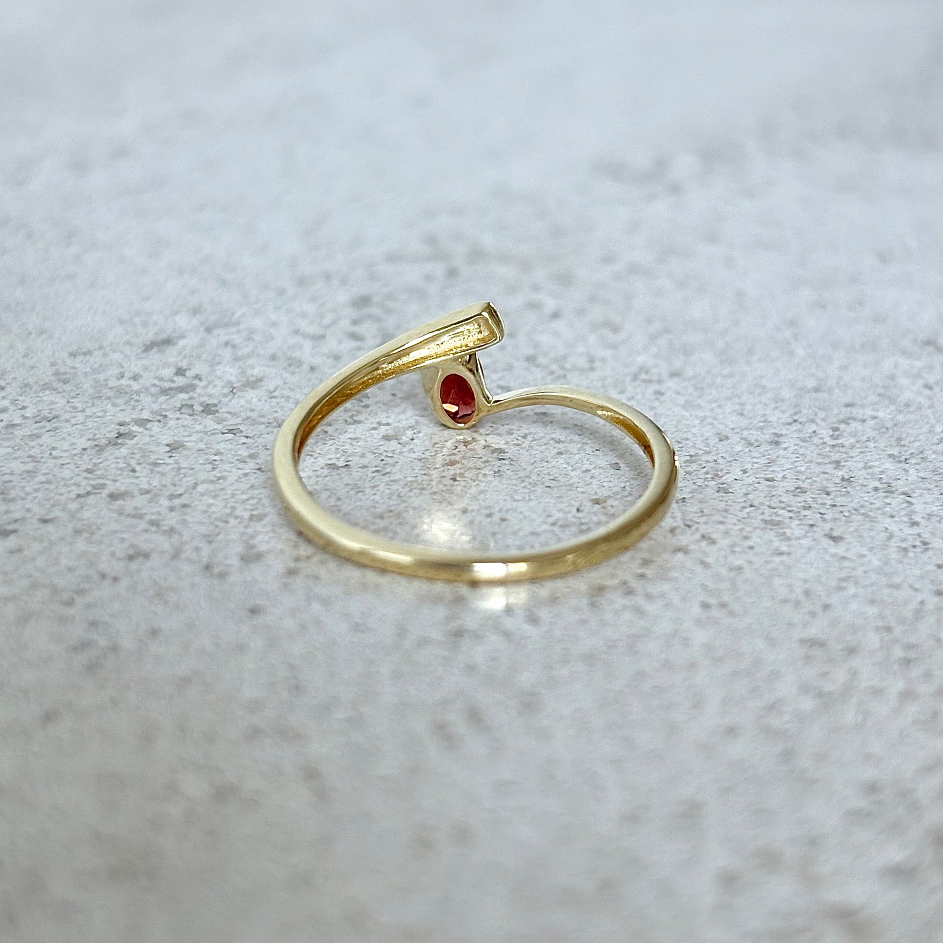 Bague Solitaire - Or Jaune 750 & Grenat