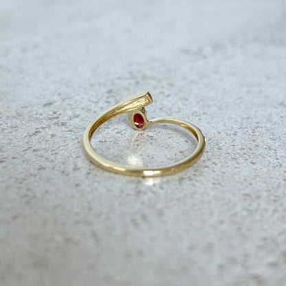 Bague Solitaire - Or Jaune 750 & Grenat