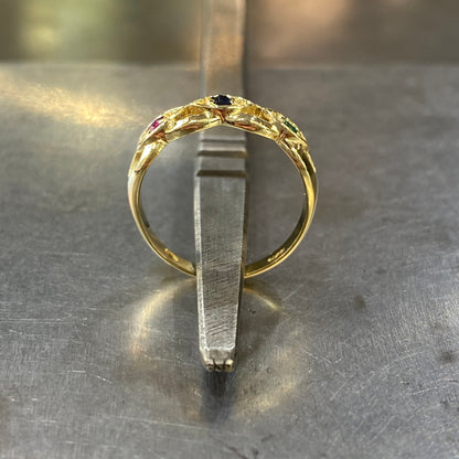 Bague Noeud - Or Jaune 585 Émeraude, Saphir & Rubis