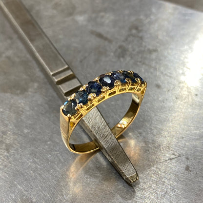 Bague Rivière - Or Jaune 750 & Saphir