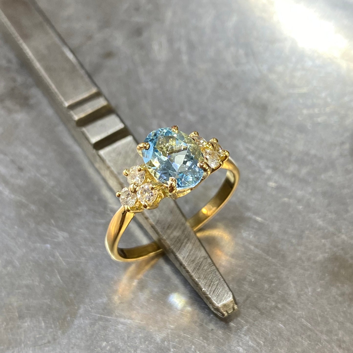 Bague Nausicaä - Or Jaune 750 Aigue-Marine & Diamants