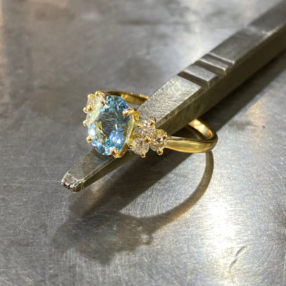 Bague Nausicaä - Or Jaune 750 Aigue-Marine & Diamants