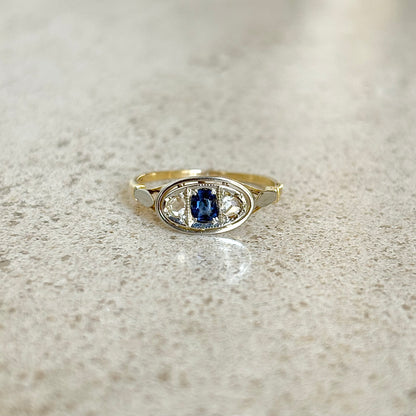 Bague Trilogie Vintage - Or Jaune 750 Saphir & Diamants