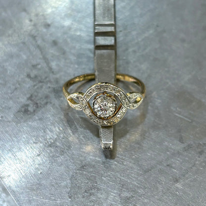 Bague Art Nouveau - Or Jaune 750 & Diamants