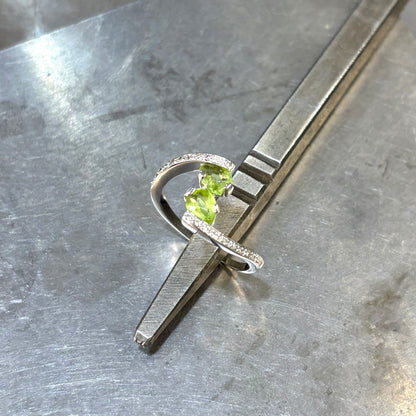 Bague Toi & Moi - Or Blanc 750 Diamant & Péridots