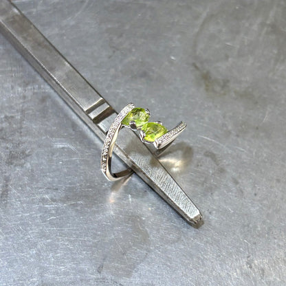 Bague Toi & Moi - Or Blanc 750 Diamant & Péridots