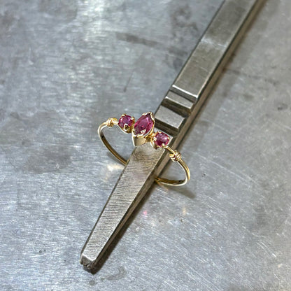 Bague Vintage Trilogie - Or Jaune 750 & Tourmalines