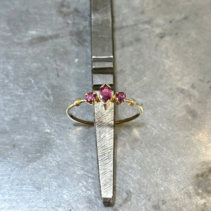 Bague Vintage Trilogie - Or Jaune 750 & Tourmalines