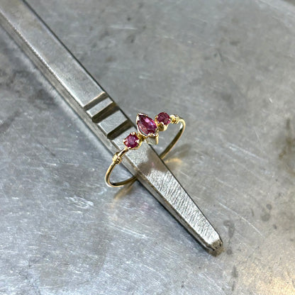 Bague Vintage Trilogie - Or Jaune 750 & Tourmalines