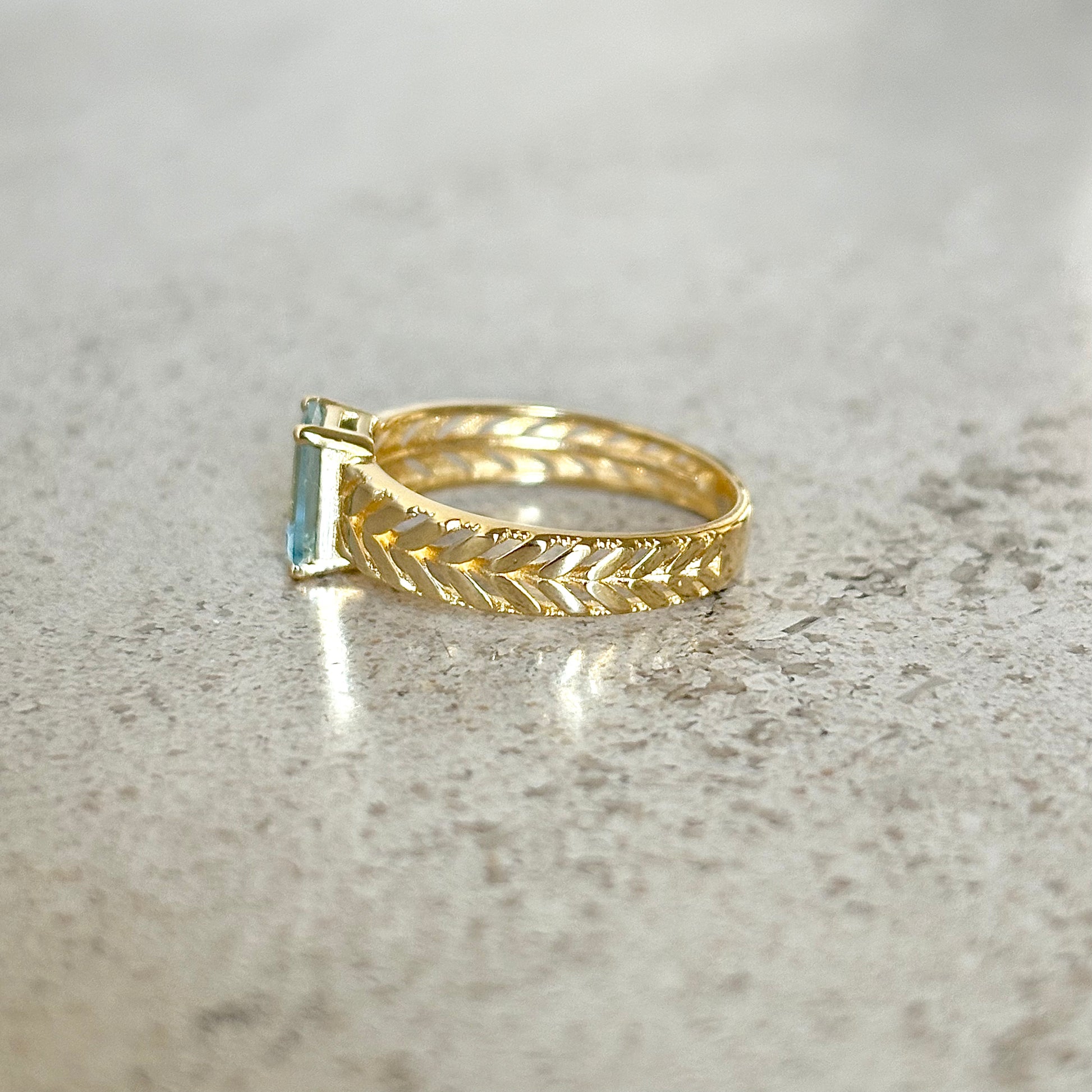 Bague Florale - Or Jaune 750 & Aigue-Marine